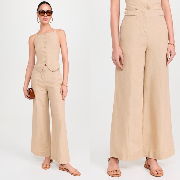 NWT Onia Air Linen Palazzo Pants in Jute Size 4 High Rise...